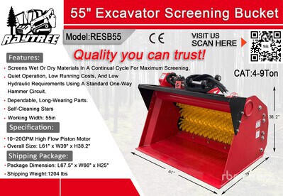 2026 Raytree RESB55 55 in Excavator Screening Bucket - Fits Cat 4 - 9 ton (Unused)