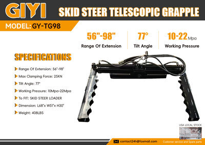 2026 GIYI GY-TG98 98 in Telescopic Skid Steer Grapple (Unused)