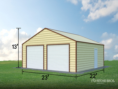 2026 AGR-MS2322 23 ft x 22 ft Double Garage Metal Storage Building (Unused)