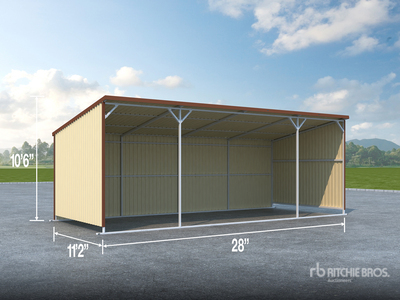 2026 AGR-LS1228 28 ft x 12 ft Metal Livestock Shelter (Unused)