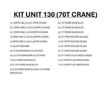 Quantity of Rigging - Fits 2012 Tadano GR-700EX