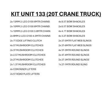 Quantity of Rigging - Fits 2023 DAF CF450 w/Hiab X-HIPRO 362