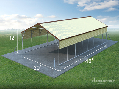 2026 AGR-MC2040 20 ft x 40 ft Steel Carport (Unused)
