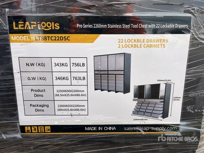 2026 LEAPtools LT88TC22DSC 2260 mm 22-Drawer Tool Cabinet (Unused)