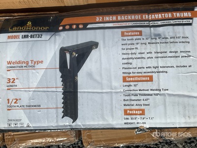 Quantity of (10) Landhonor LHR-BET32 32 Inch Backhoe Pouce de pelleteuse (Unused)