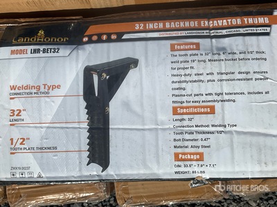 Quantity of (10) Landhonor LHR-BET36 32 Inch Backhoe Pouce de pelleteuse (Unused)