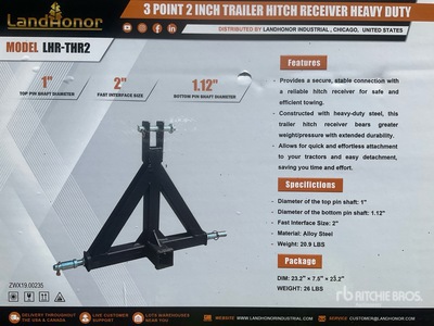 Landhonor LHR-THR2 Qty of 4 Utility Trailer 3-punts trekhaak (Unused)