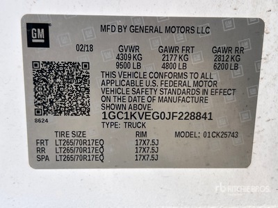 2018 Chevrolet Silverado 2500 LT 4x4 Crew Cab Pickup