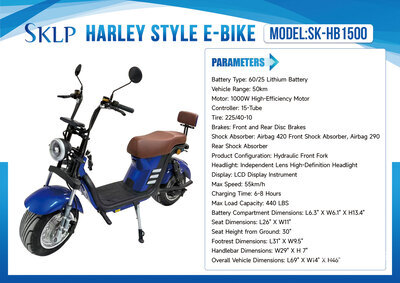 2026 SKLP SK-HB1500 Harley Style Electric Scooter (Unused)