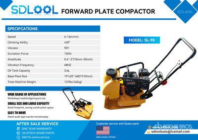 2026 SDLOOL SL90 Vibratory Plate Compactor (Unused)
