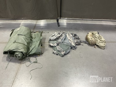 (2) Tent Temper End Sections, (3) ICS Improved Combat Shelters & Assorted Items