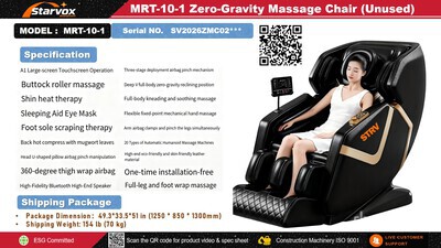 2026 STARVOX MRT-10-1 Dark Brown Zero-Gravity Massage Chair Divers - Mobilier de maison (Unused)