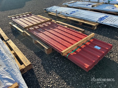 Quantity of (100) 12 ft Red Steel Siding Roofing (Unused)