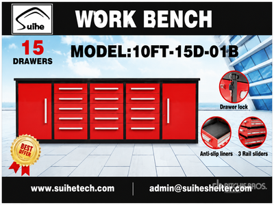 2026 Suihe NWB-15DR-2 -10 10 ft 15-Drawer Workbench (Unused)