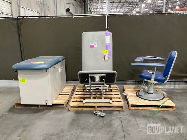 (1) Blood Drawing Chair, (1) Treatment Table & (1) Examination Table