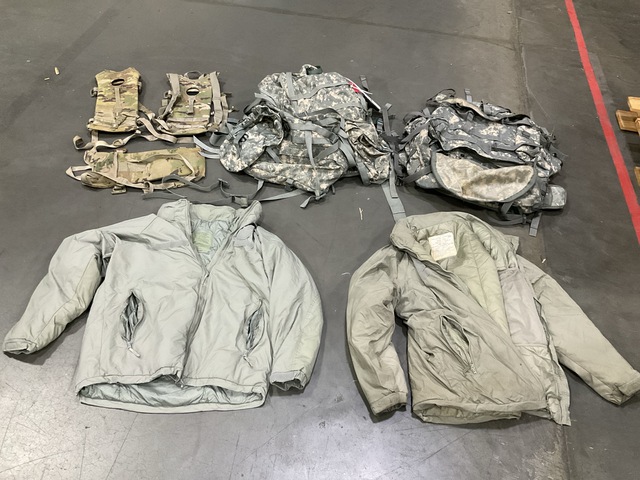 (11) Extreme Cold Weather Parkas, (2) Large Field Pack Sets & Assorted Items