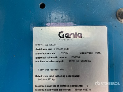 2014 Genie ZX-135/70 Knikarmhoogwerker