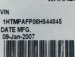General Appearance with Serial Number / VIN