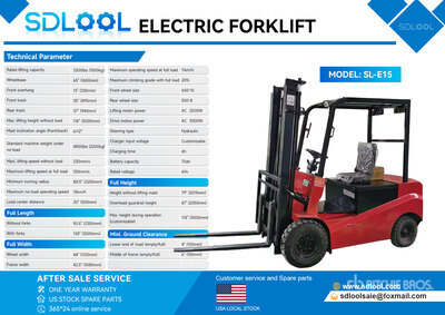 2026 SDLOOL SL-E15 3300 lb Electric Forklift (Unused)
