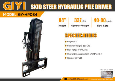 2026 GIYI GY-HPD84 Hydraulic Skid Steer Drop Hammer (Unused)