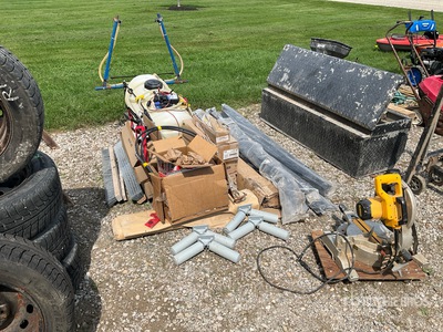 Saw, Pesticide Sprayer, Assorted Nails/Screws, Hydraulic Cylinder