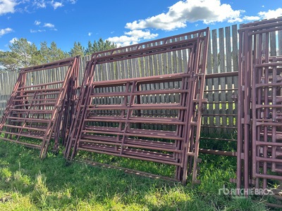 Quantity of (4) Stampede Steel 8 ft x 10 ft Over Head Livestock Gate