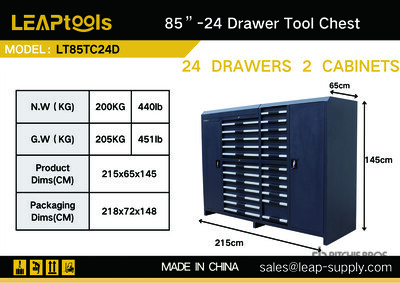 2026 LEAPtools LT85TC24D 2150 mm 24-Drawer Tool Cabinet (Unused)