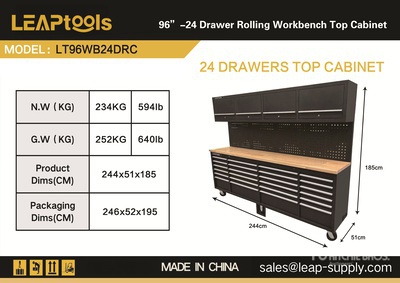 2026 LEAPtools LT96WB24DRC 2440 mm 24-Drawer Tool Cabinet (Unused)