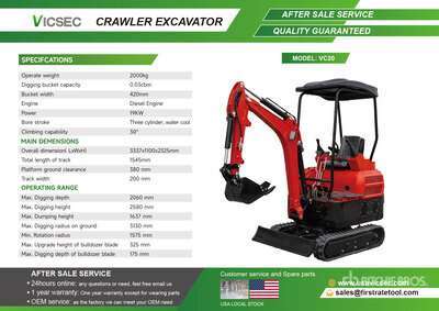 2026 VICSEC VC20 Mini Excavator (Unused)