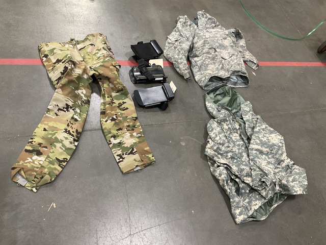 (2) Pairs of Extreme Cold Weather Trousers, (10) Clipboards & Assorted Items
