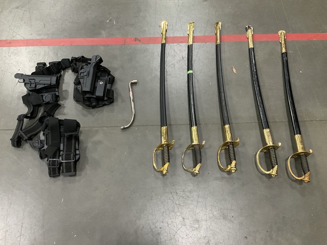 (16) Swords & Scabbards, (1) Extension Spanner & Assorted Items
