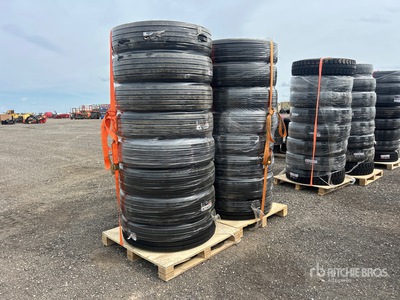 Quantity of (16) 11R22.5 Steer/All Position Tires with Steel Rims Banden (Unused)