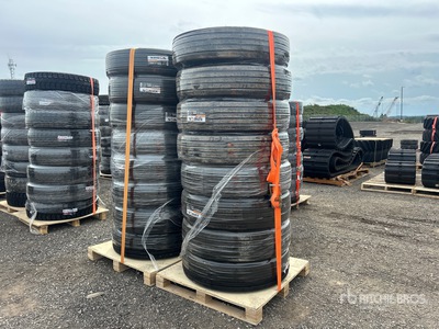 Quantity of (16) 11R22.5 Drive Transport Tires with Steel Rims Tires (Unused)