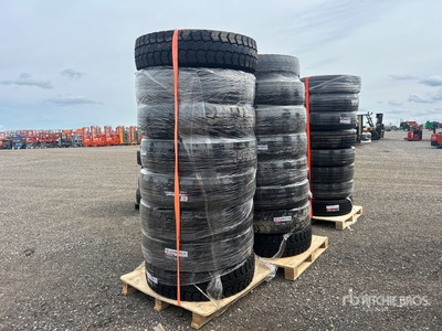Quantity of (16) 11R22.5 Drive Transport Tires with Steel Rims Banden (Unused)