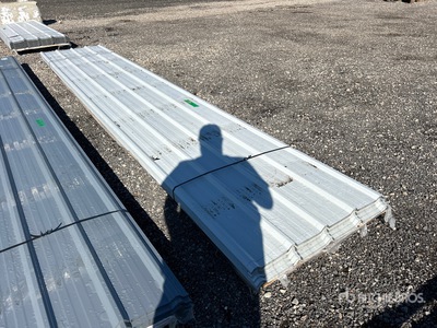 Quantity of (100) 10 ft White Steel Siding Roofing (Unused)