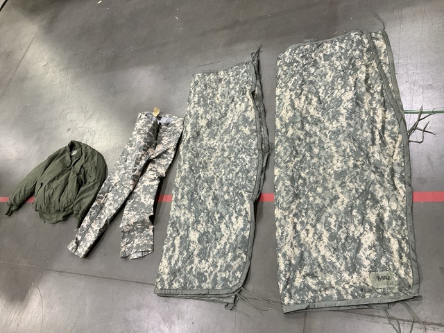 (8) Wet Weather Poncho Liners, (1) Cold Weather Jacket & Assorted Items