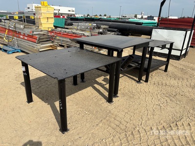 Quantity of (3) 4 ft x 8 ft x 3/4 in Welding Table