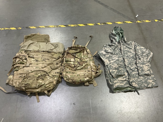 (5) Large Field Pack Sets, (4) Cold Weather Parkas & Assorted Items
