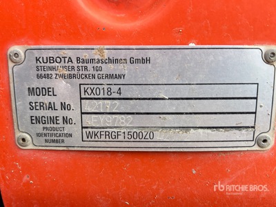 2016 Kubota KX018-4 Minikoparka
