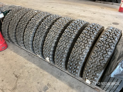 Quantity of (9) Recapped 11R24.5 Wheels and Tires