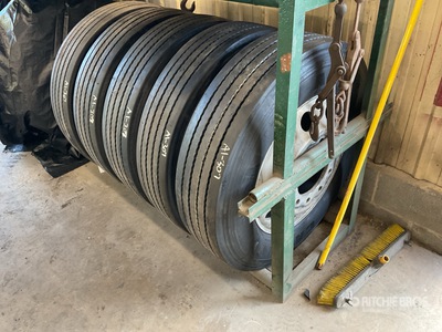 Quantity of (5) Recapped 11R24.5 Wheels and Tires