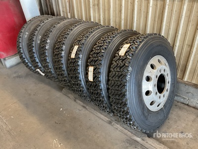 Quantity of (7) Recapped 11R22.5 Wheels and Tires