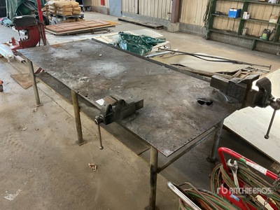 Shop Table w/Vises and Roller Cart Divers