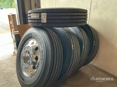 Quantity of (5) 11R22.5 Tires w/(4) Aluminum Wheels (Unused)