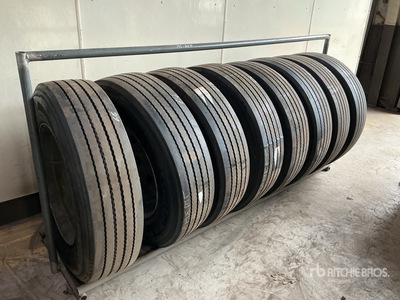 Quantity of (8) 285/75R24.5 Recapped Tires w/Aluminum Wheels