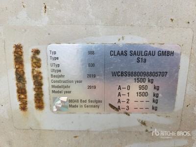 2019 Claas Liner 2900 2-Point 2 Rotor Rastrillo de pastos