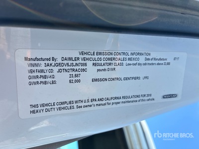 2018 Freightliner Cascadia 125 6x4 散水車