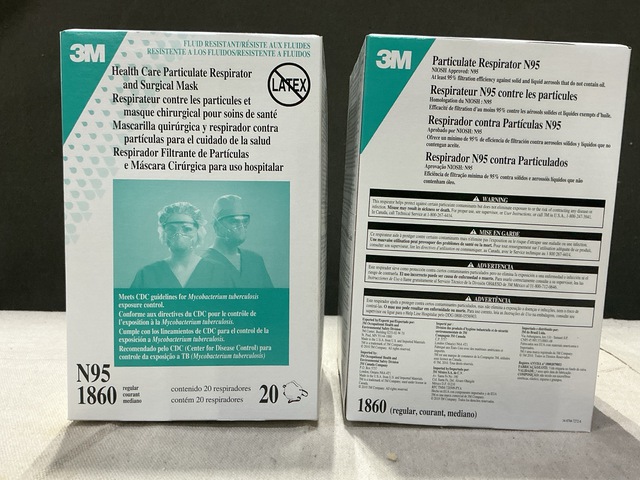 (63) Boxes of 3M N95 1860 Surgical Masks (63) Boxes of 3M N95 1860 Surgical Masks