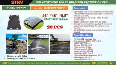 Quantity of (20) 2026 STARVOX PPP-20 Tapete de Proteccion de Suelo de Alta Resistencia (Sin Usar) / 96 in x 48 in Polyethylene Traffic Plates (Unused)
