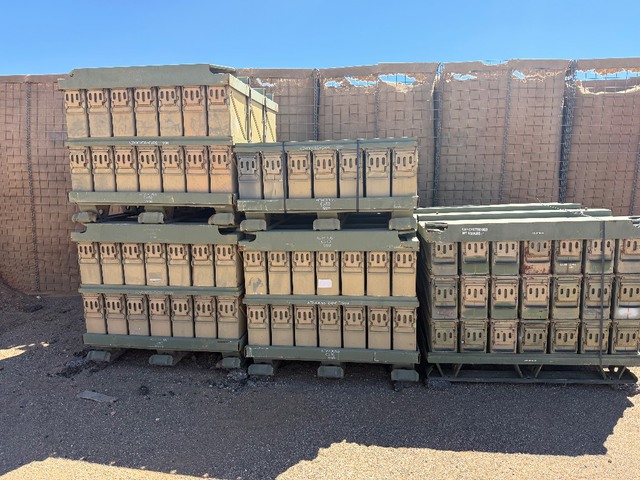 Lot of 189 Palletized Amo cans 147 25MM / 42 40MM Containers Tactical Accessories